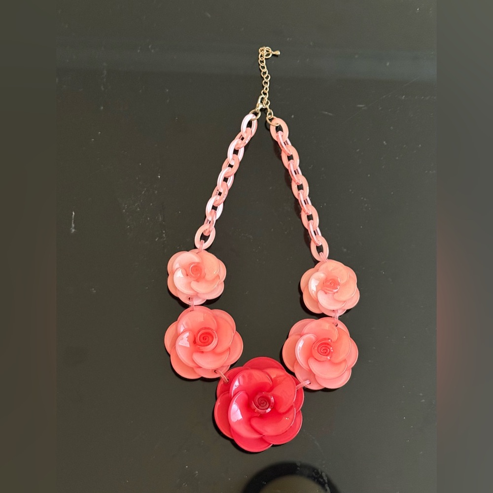 Elegant peach- coral orange Floral Necklace